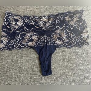Cacique Navy Stretch Lace Thong Panty